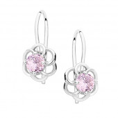 Cercei argint floare cu piatra roz si tortite DiAmanti Z1621D_LP-DIA